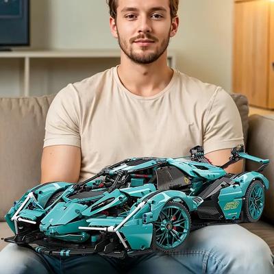 1284-teiliges blaues Supercar-Bausteinset, 1:14 Maßstab Rennwagen Modell DIY Spielzeug Halloween Weihnachtsgeschenk