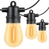 15M/49FT S14 String Lights 15 Hanging Sockets 16 E26 1W LED Bulbs 2700K Warm Light with Remote Control IP65 Waterproof