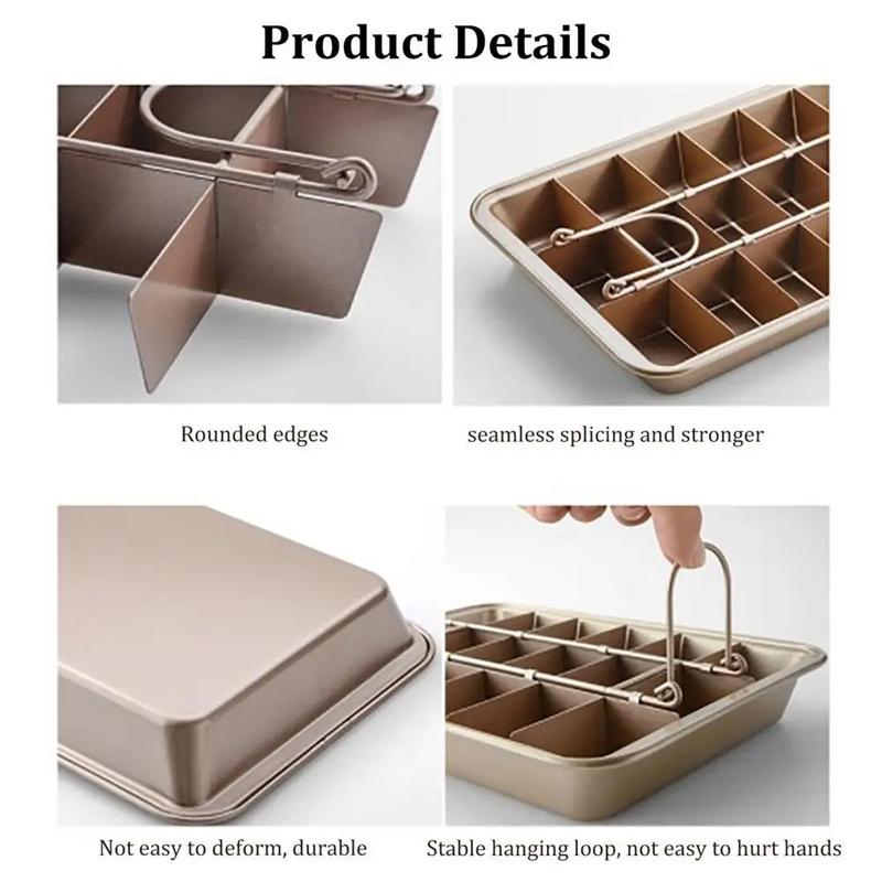 Non Stick Brownie Pan with Dividers Kitchen Baking Tray Cake Mold 18 Cavity Square Bread Baking Mold Carbon Steel Cake Bakeware