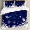Christmas Themed Three-piece Quilt Cover Digital Printing Bedding Set Blue Snowflake Bed Cover