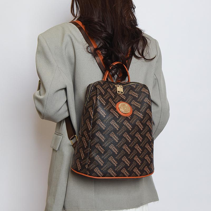 Print Backpack Women's Large Capacity Commuter Backpack Retro Student Schoolbag