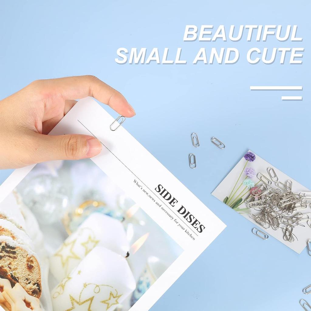 100 Pieces Metal Mini Paper Clips 0.59inches (15mm) Finish Steel Tiny Journaling Decorative Small Paper Clips Clamps Office Paperclip for Document