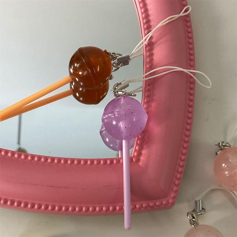 Playful Candy Lollipop Pendant Phone Charm Lollipop Keychain Men Women Phone Lanyard  Jewelry Gifts