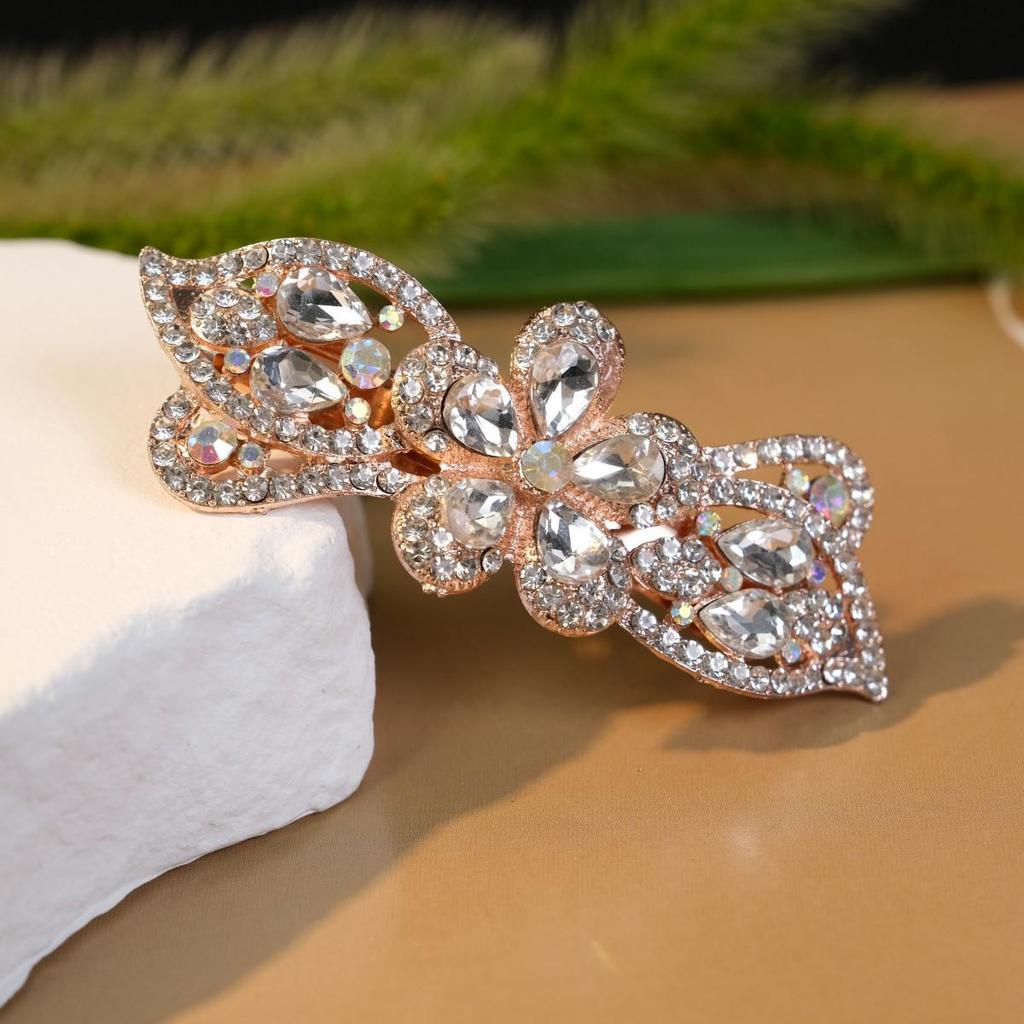 Korean Style Rhinestone Crystal Hair Clip - Adult Large Spring Clip for Ponytails