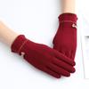 Women Winter Warm Touch Screen Thin Fleece Elegant Cute Bow Sweety Outdoor Drive Cycling Windproof Not Bloated Mittens Gloves