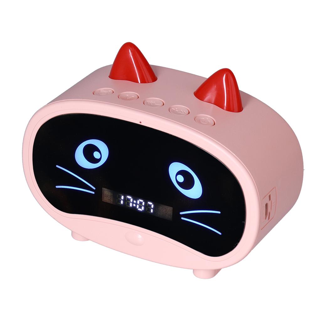 Mini difuzor de desene animate multifuncțional drăguț cu design ureche de pisică Set inteligent Ceasuri cu alarmă duble pentru dormitor