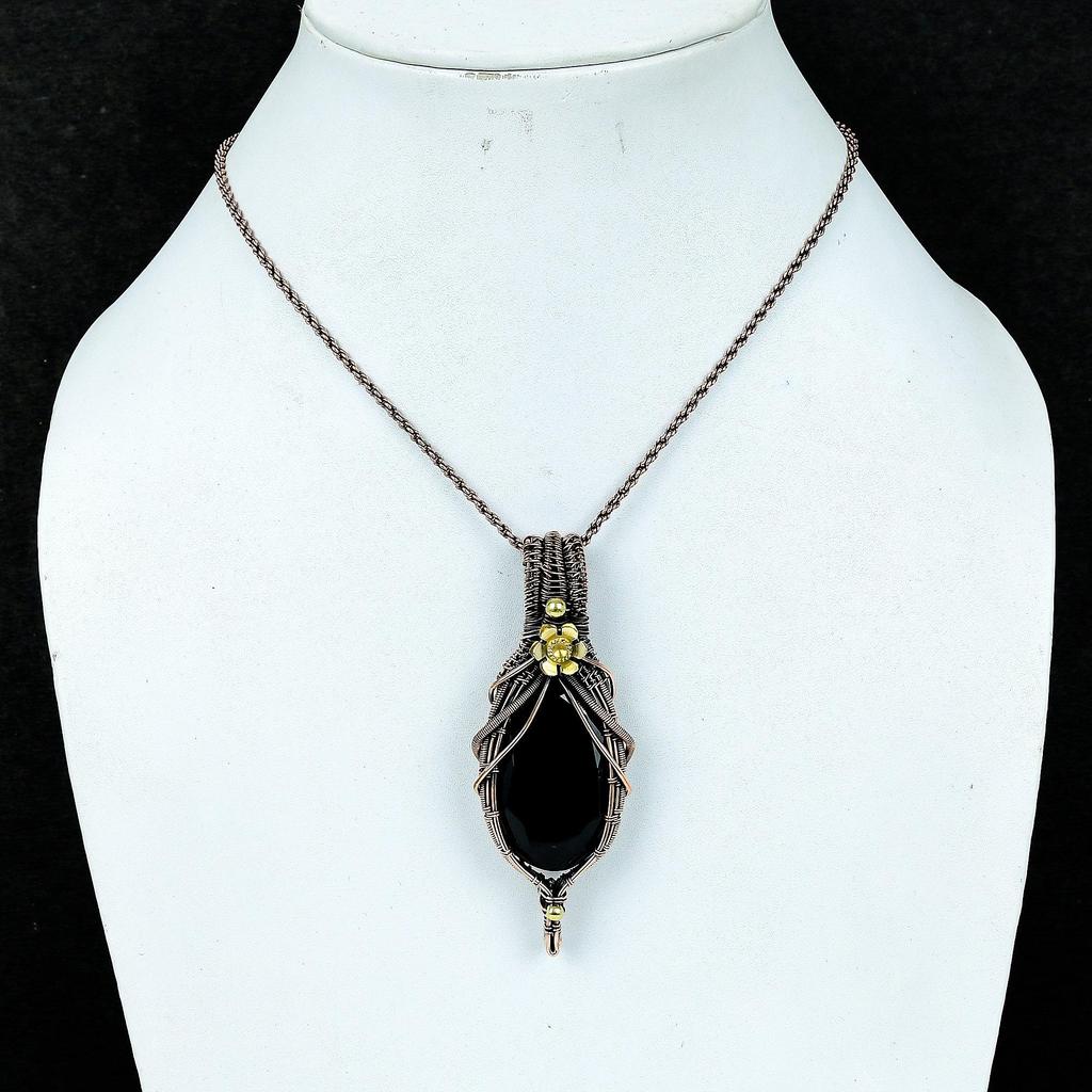 Black Spinel Pendant, 999 Copper Wire Wrapped Pendant Handmade Gemstone Jewelry, Gifts For Wife Brand New Pendant