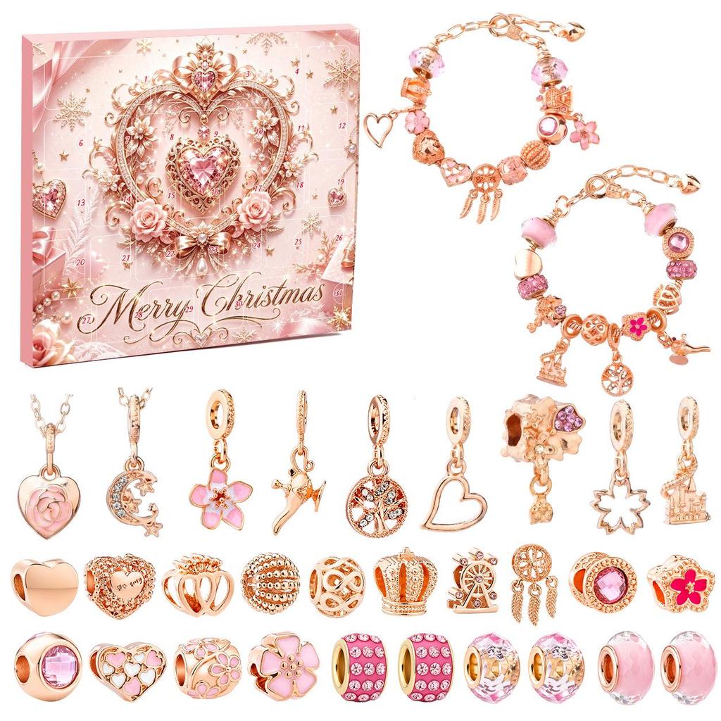 Christmas Jewelry Advent Calendar: 24 Compartments of Necklace, Bracelet & Stud Earrings Gift Box