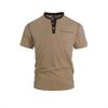 Men's Summer Short Sleeve Polo Shirt Henley Color Block T-Shirt Casual Business