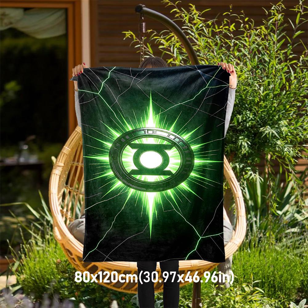 

1pc Green LanternOutdoor Flannel Blanket Soft Plush Decor for Picnics, camping,Bedroom, Playroom, or Lunch Breakn1140A 80x120cm(31x47inch)