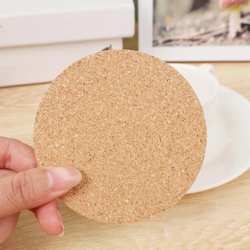 10Pcs Cup Mat Natural Round Wooden Pad Durable Non-Slip Cork Coaster Tea Coffee Mug Drinks Holder For Table Decor Diy Tableware