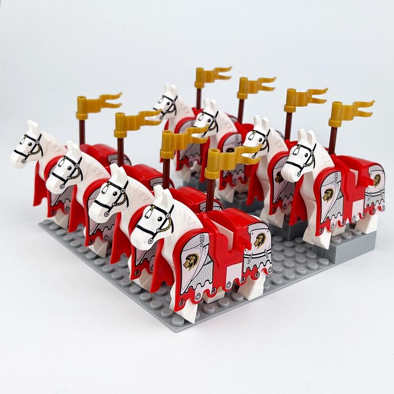 Medieval Knights Horses Figure Mini Military Weapon Pack Accessories Kits Set MOC Building Block Bricks Boys Toys Brinquedos