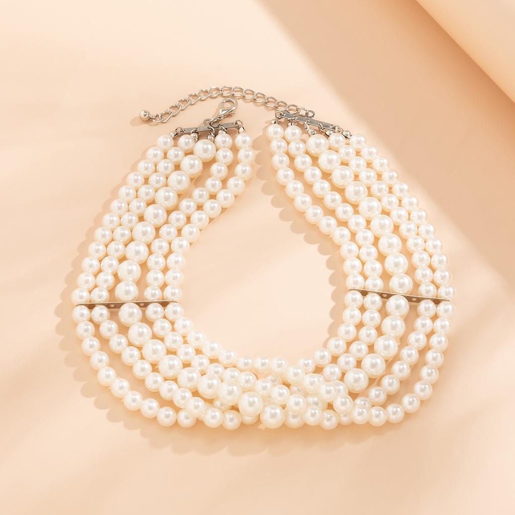 Fashion, highlight ABS popular necklace handmade multi-layer pearl necklace necklace jewelry women chocker