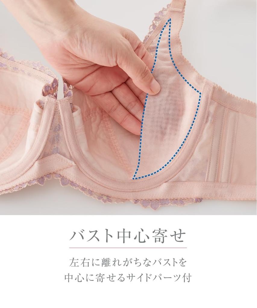 lace full cup bra Night Navy E80 [Nissen] Bra, High-side (small flowers) (Japanese lace) (Triumph) (n, FULLRE) (forget-me-not pattern)