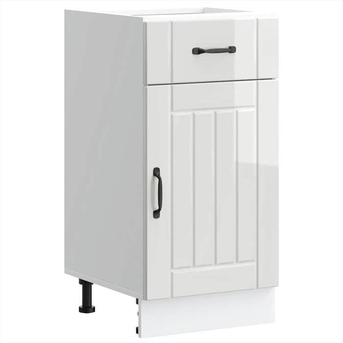 VidaXL Armoire de cuisine Lucca blanc brillant bois ingénierie, meuble d'évier, meuble de cuisine avec tiroir, meuble de 853709