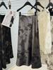 Women's High-End Chinese Style Print Satin Midi Skirt - Elegant Fishtail Design