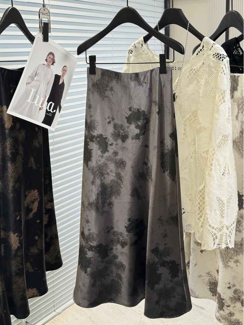 

Women s High-End Chinese Style Print Satin Midi Skirt - Elegant Fishtail Design Extra Large сірий колір