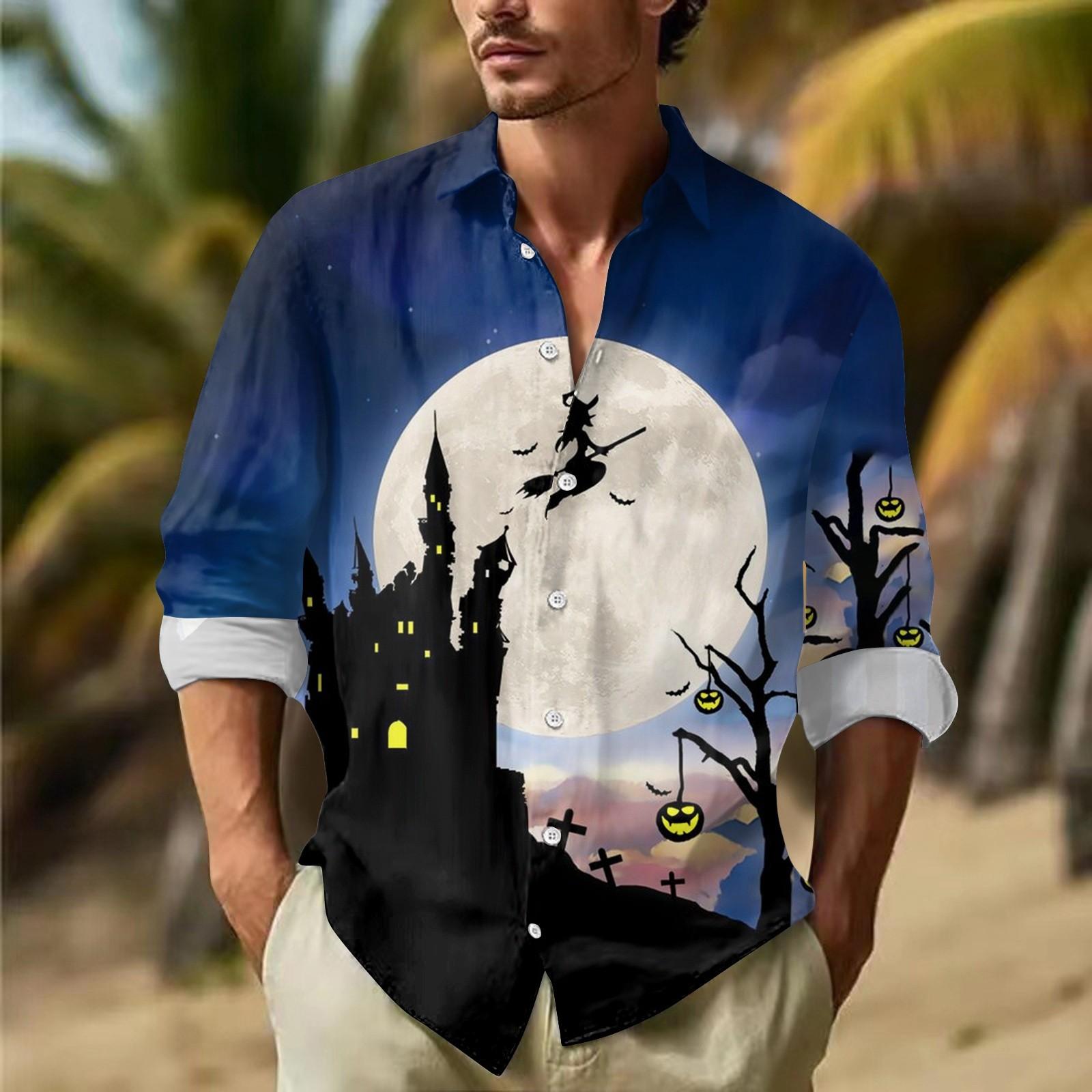 Мужские рубашки с длинными рукавами и пуговицами на Хэллоуин — фото 6