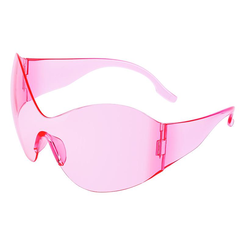 Windproof Large Frame Sunglasses Women'S Tide Frameless Integrated Cat Eye Sunglasses Men'S Glasses