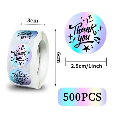 500 Rollen Laser-Dankeschön-Aufkleber Dankeschön-Verschlussaufkleber 1 Zoll Dankeschön-Etikettenaufkleber