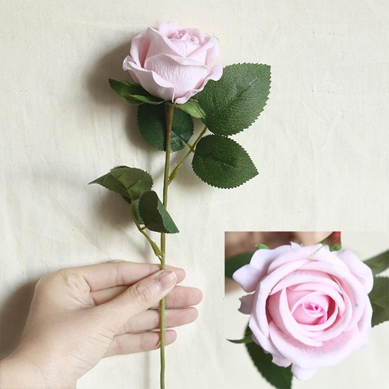 5 Pcs Artificial Flowers Silk Rose Long Stem Bouquet for Wedding Home Decoration Fake Flowers DIY Wreath Supplies Accessories