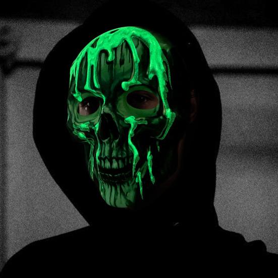 3D Skull Face Guard Glow In The Dark Lightweight EVA Fabric Realistic Design Halloween Headpiece Makeup Apparel Props
