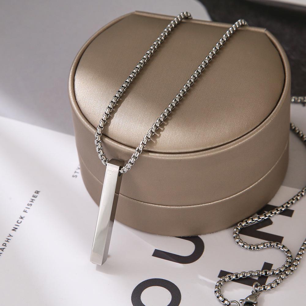 Trendy Stainless Steel Bar Necklace - Unisex Hip Hop Luxury Design, Lightweight Long Strip Titanium Sweater Chain Accessory