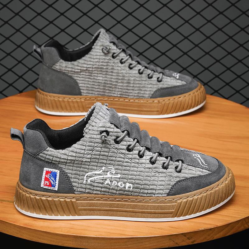 

Мужская обувь Вельветовая тканевая обувь Спортивная обувь для доски Старая пекинская тканевая обувь Туфли с открытым носком 44 серый