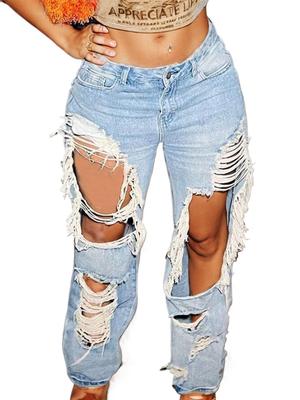 Rose Beauty A Rave 90s Street Slant Pocket Ripped Cut Out Straight Leg Jeans