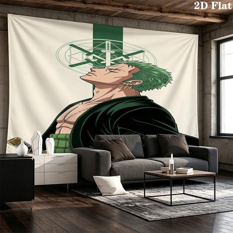 One Piece Roronoa Zoro Wall Tapestry Aesthetic Wall Hanging Printed Fabric Blanket Decorative Tapestries For Bedroom Living Room Home Decor