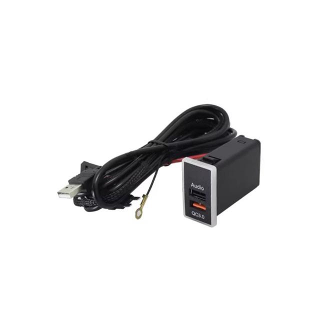 USB Charger Car Interface Socket Double connector Double QC3.0 Voltage display For Toyota Corolla Camry Universal