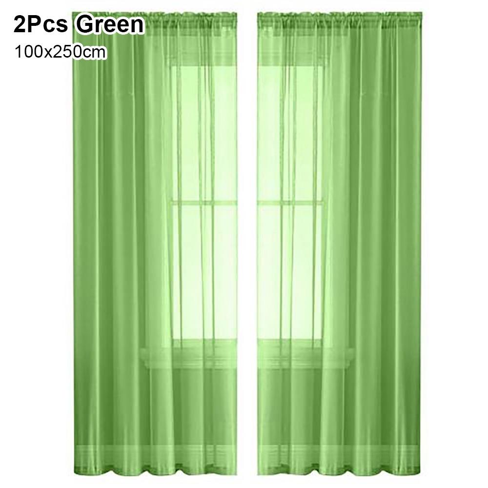1/2Pcs Rod Pocket Voile Sheer Curtain Door Drape Shades Living Room Bedroom Kitchen Decoration