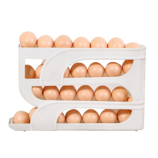 Fridge Side Door Slide Egg Rack Rolling Four Tiers Automatic Stoarge Large Capacity 30