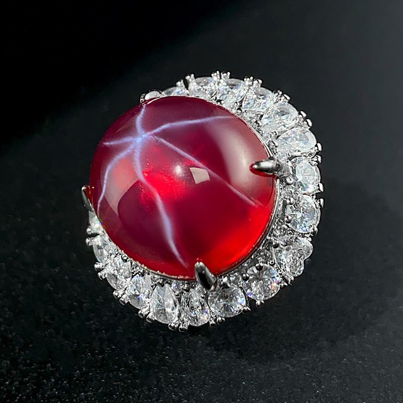 

Jewelry Ice Seed Fluorescent Denier Shape Simulation Red Corundum Hexagram Star Light Set Main Stone 18 * 20