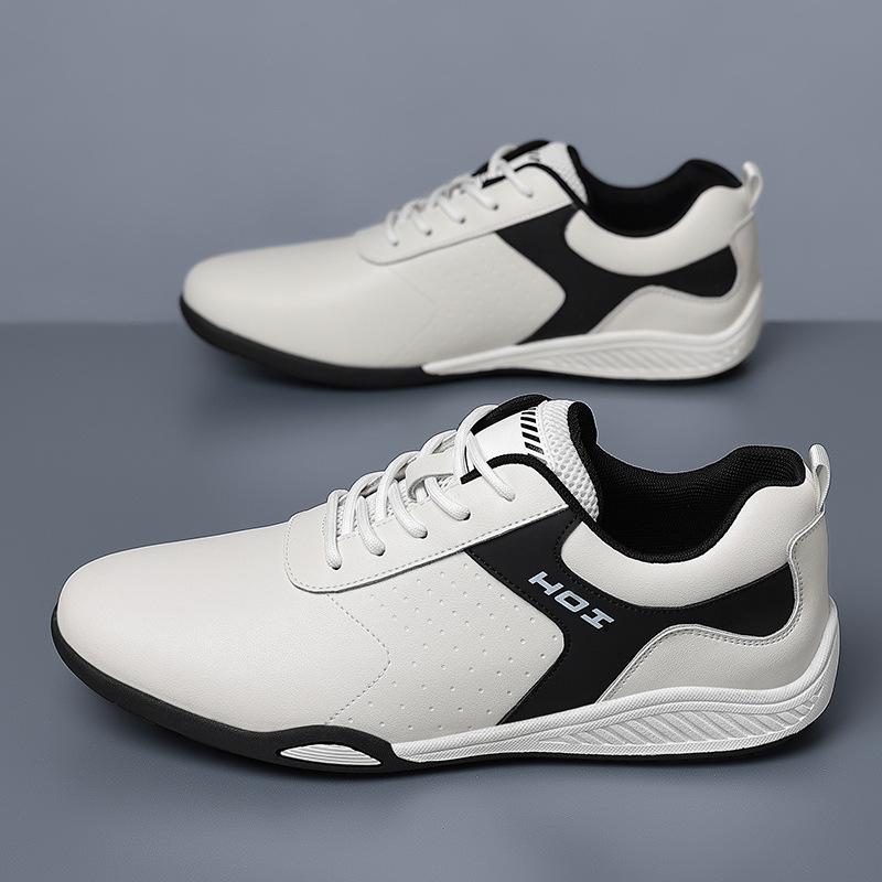 Men's casual leather shoes spring new fashion trend men's sports shoes leather breathable running shoes