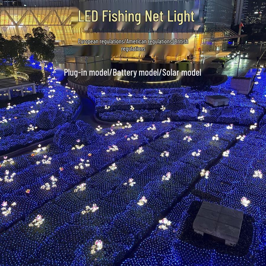 LED Net Solar Fishing Lights for Outdoor Lawn and Hotel Decor