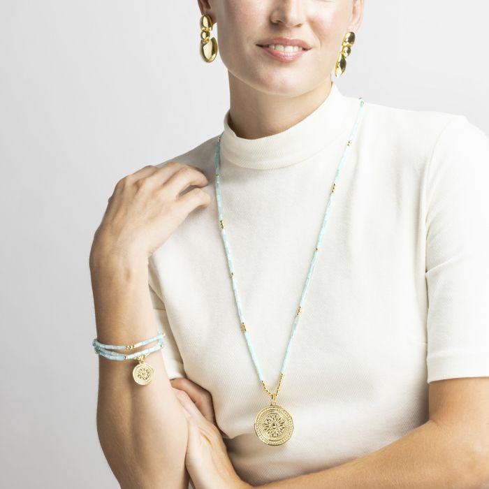 Collier Luxenter Avec Cristal Bleu Finition or 18k - Thyu