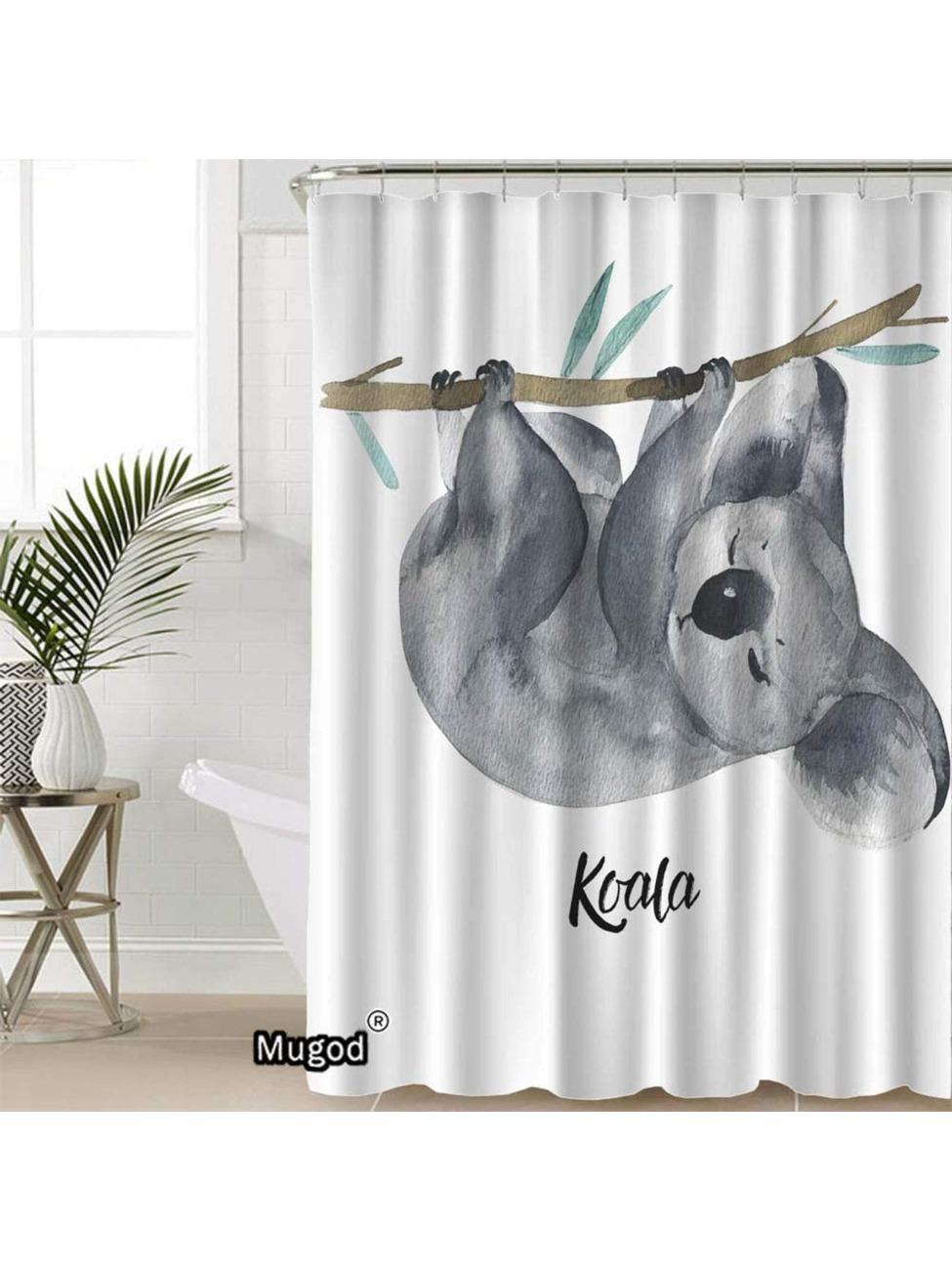 

Shower Curtains Australian Animals Watercolor Wildlife Isolated on a White Background Decorative Waterproof Fabric Curtain with 90x180CM