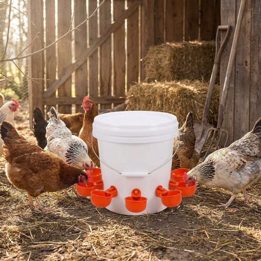 Automatic Chicken Water Dispenser, 9.1L Bucket Dispenser with