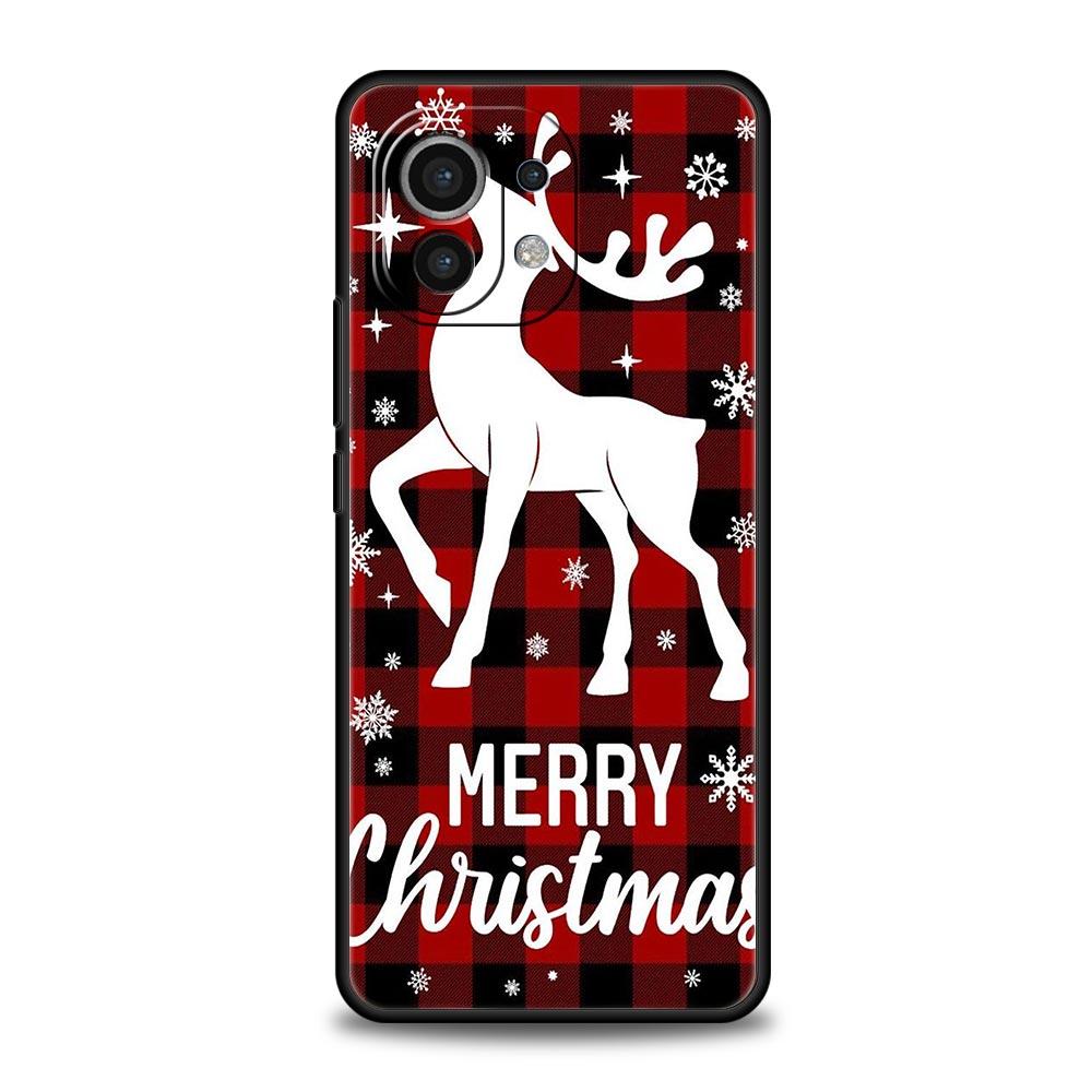 Phone Case For Xiaomi Mi 14 13 12 11 Lite 13T 12T 11x 11T 10T Pro 9T Note 10 Lite Silicone Black Cover Christmas Graphic Printed
