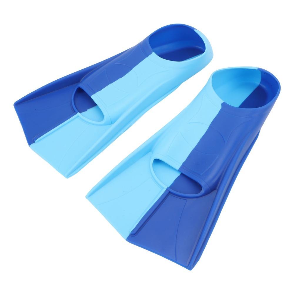 2PCS Silicone Swimming Training Flippers Blue Short Blade Fins for Diving Breaststroke