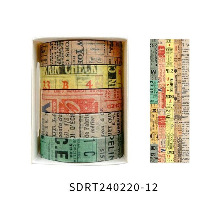 

5rolls/box Light retro and paper set tape, fresh plant geometry, fine cutting, hand account material