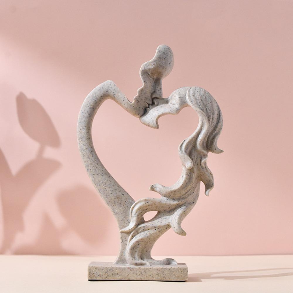 

Anniversary Gift Nordic Style Couple Statue Abstract Romantic Kissing Couple Sculpture Heart Shape Resin Figurines Living Room хаки