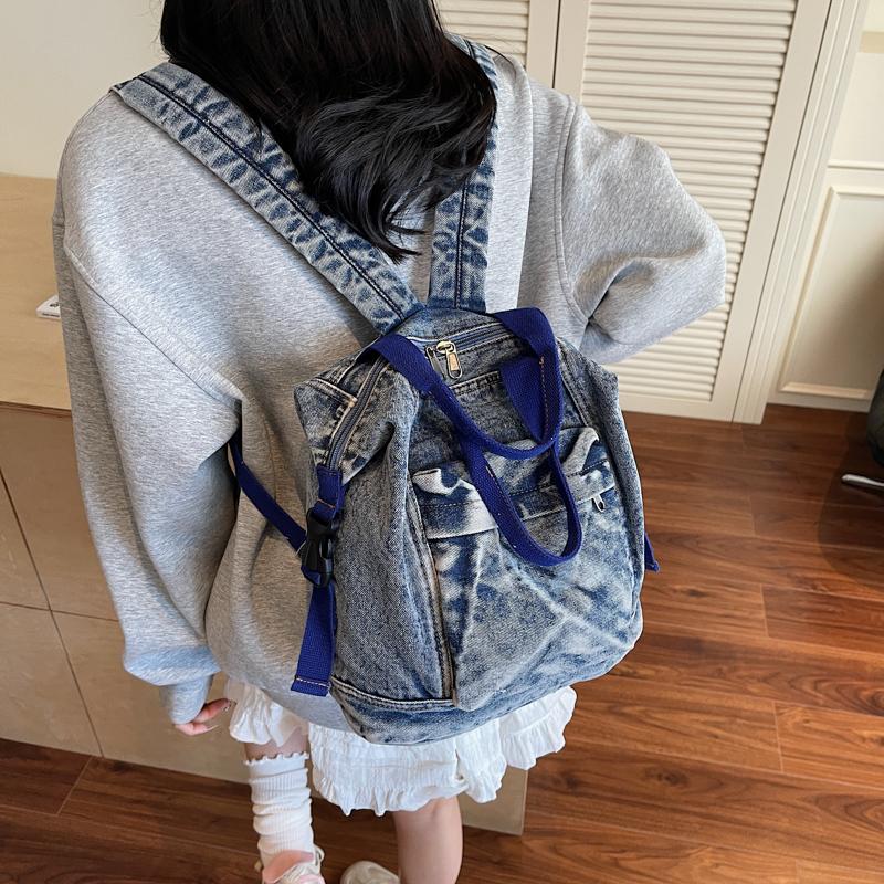 Jeans-Rucksack Damen Kleiner Rucksack Studenten-Schultasche Multifunktionale Handtasche