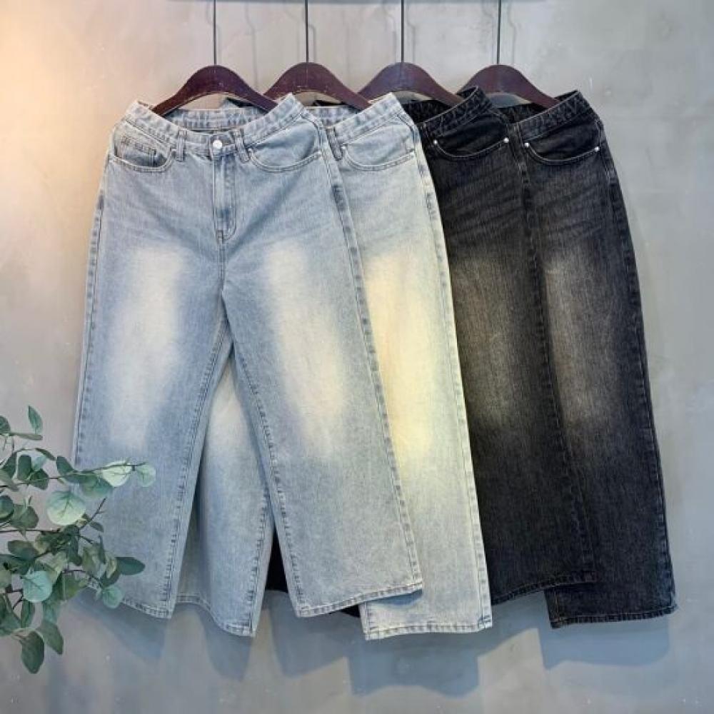 C S In The Room Ykk Zipper 3d waShed Wide jeanS 2Color