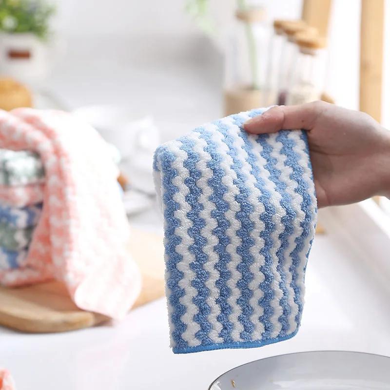 1/5/10/20PCS New Thick Wave Microfiber Dish Towels Not Stick To Oil Absorbs Water Without Shedding For Kitchen Window Washing