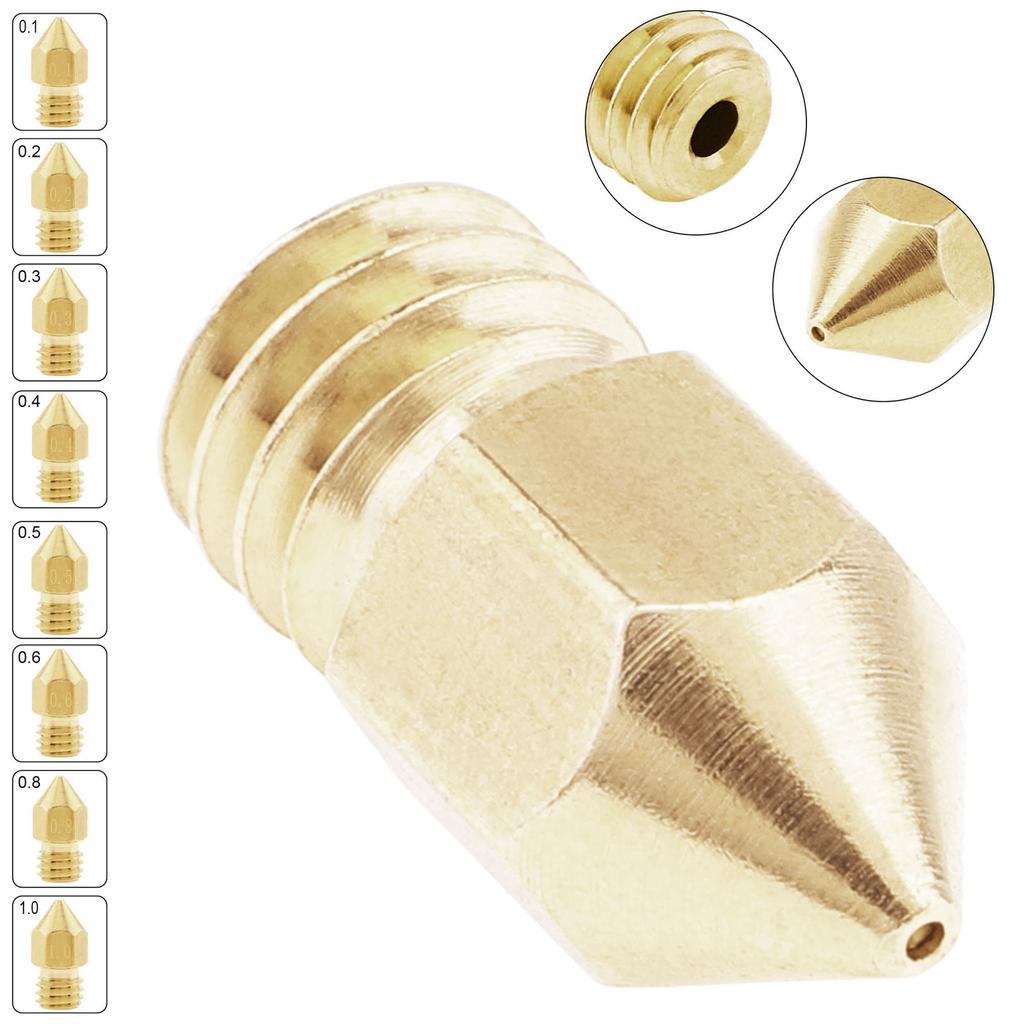 1 Stück 0,2/0,3/0,4/0,5/0,6/0,8/1 mm 3D-Drucker Messingdüse passend für Creality CR-10/Ender 3 5, MK8 Extruderdüsen