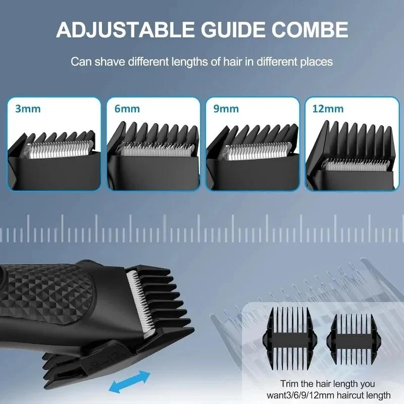 Men's Electric Groin Hair Trimmer Pubic Hair Removal Intimate Areas Body Grooming Clipper Epilator Rechargeable Shaver Razor