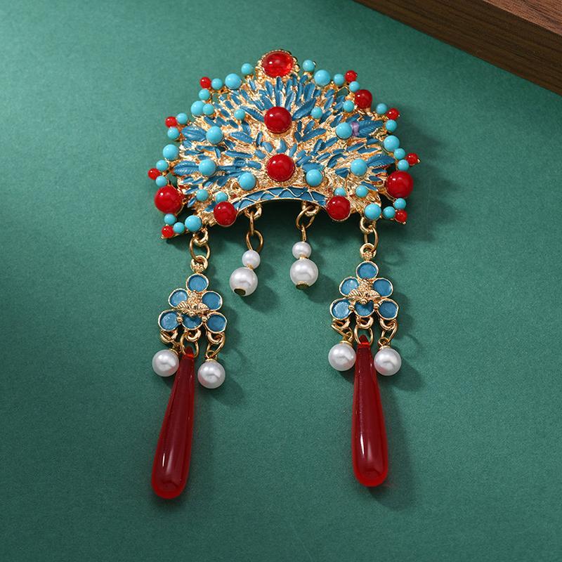 

Original Phoenix Crest Flower Dan Tassel Brooch Chinese Court Chest Citi Cloth Pin Buckle Gift A2