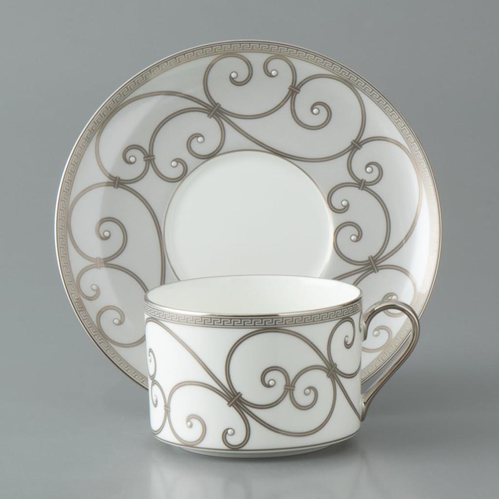 NARUMI Rondo Cup and Saucer Gold and Elegant and Perfect for Tea and Perfect as a Wedding Gift Product Set, 270cc, Platinum, Stylish, Coffee, Gift,